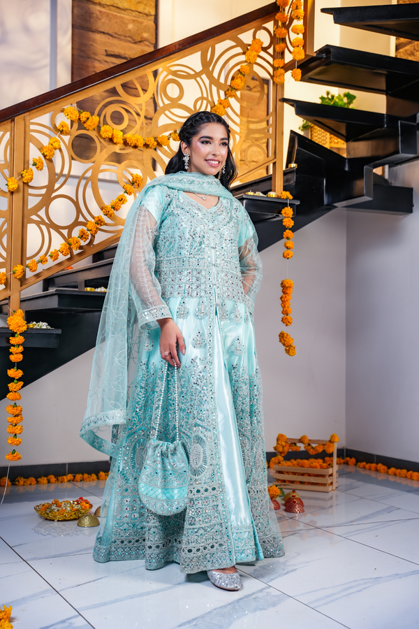 Pastel Blue Embroidered Dress