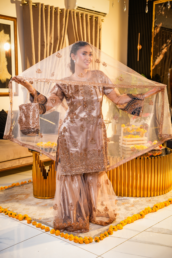 Rust Aura Embroidered Ghagra Set