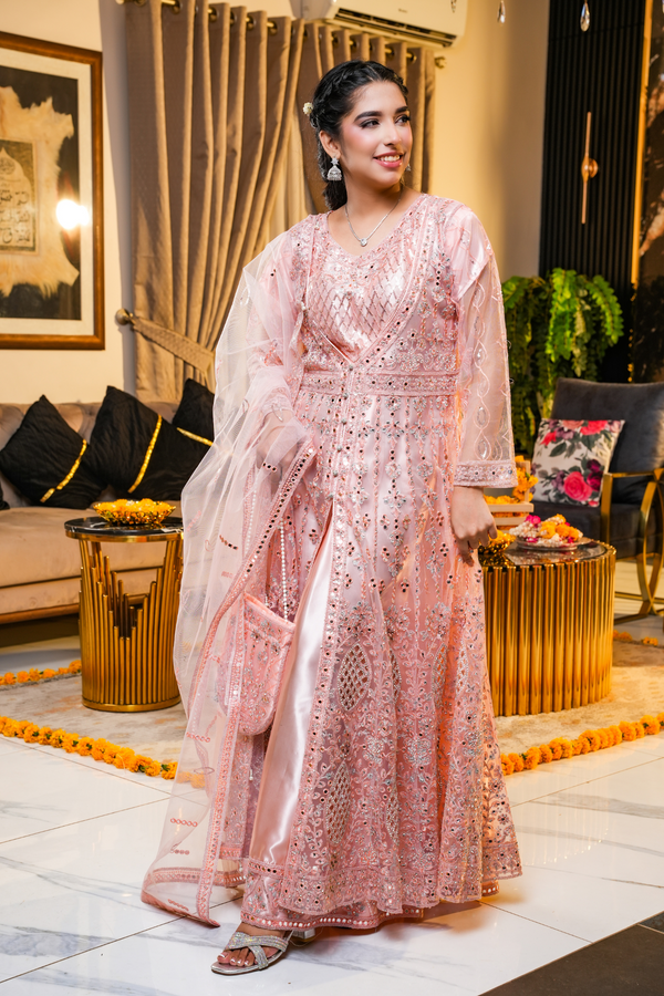 Bright Bloom Split Cut Embroidered Dress