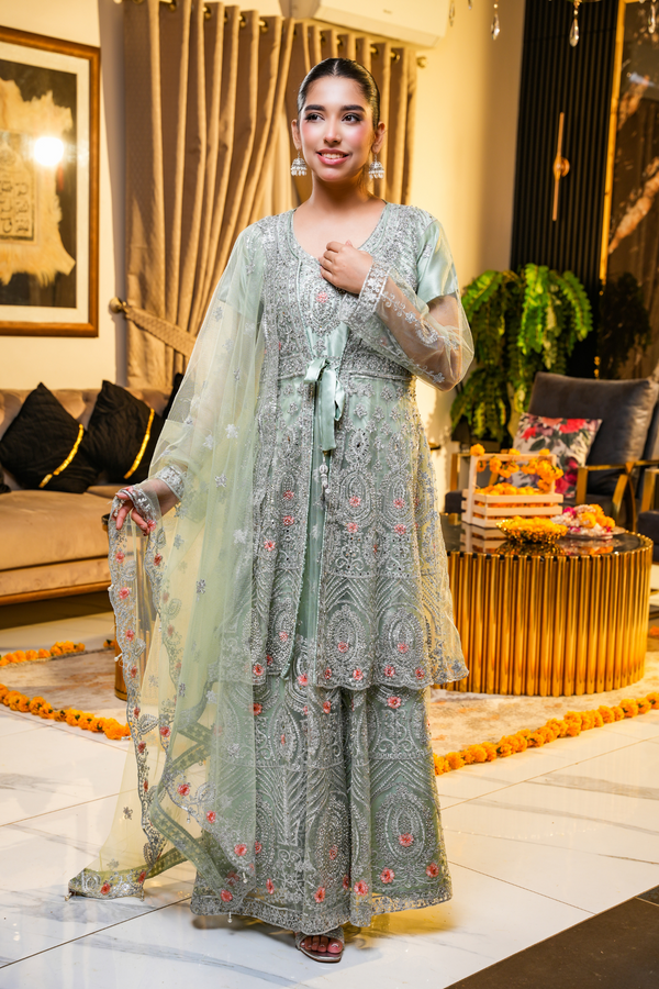 Aqua Serenity Embroidered Gown