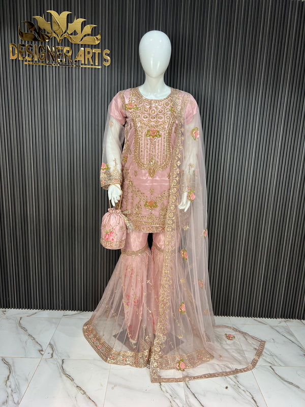 Light Pink Embroidered Ghagra Set