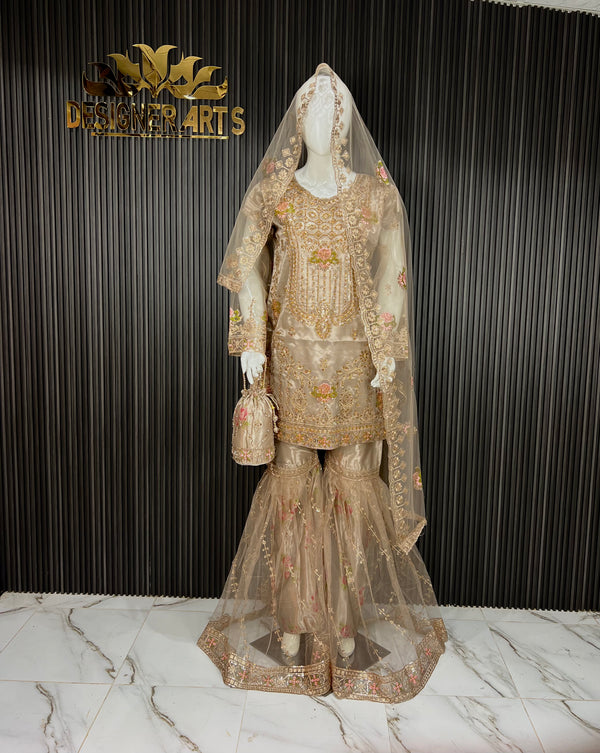 Light Brown Embroidered Ghagra Set