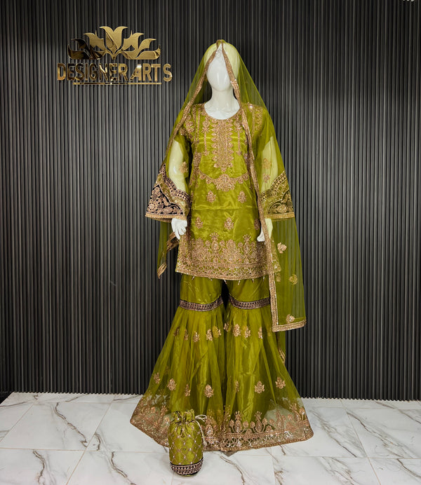 Green Embroidered Ghagra Set