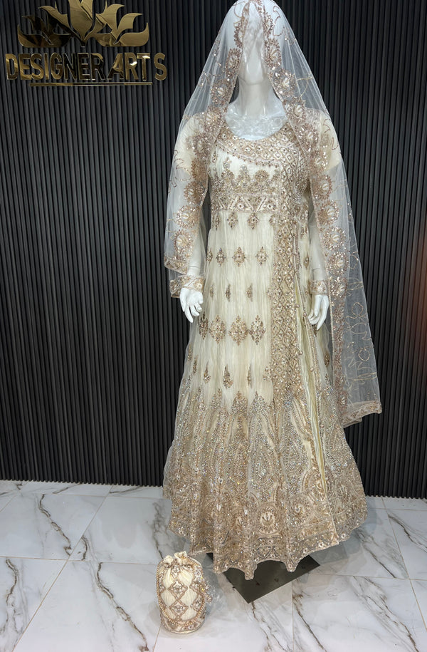 Off white Gleam Silver Embroidered Side Cut Dress